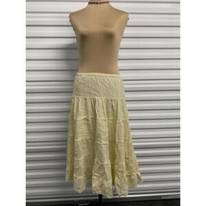 Y2K Passport Light cream Cotton boho Tiered Maxi Skirt